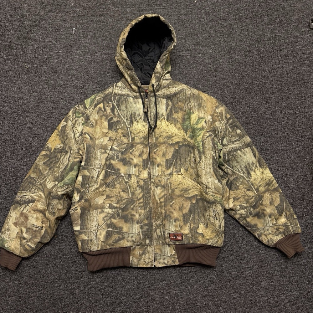 Vintage Walls Black Duck Canvas Hunting Jacket Mens Large Realtree Camo EUC